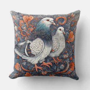 🕊️ Elegant Duv Floral Romantik Konst ✨ Kudde