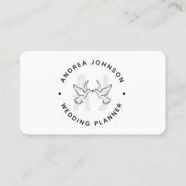 Elegant Duvor Kärlek Fåglar Logotyp Monogram Bröll Visitkort