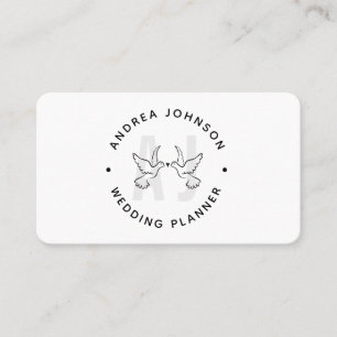 Elegant Duvor Kärlek Fåglar Logotyp Monogram Bröll Visitkort