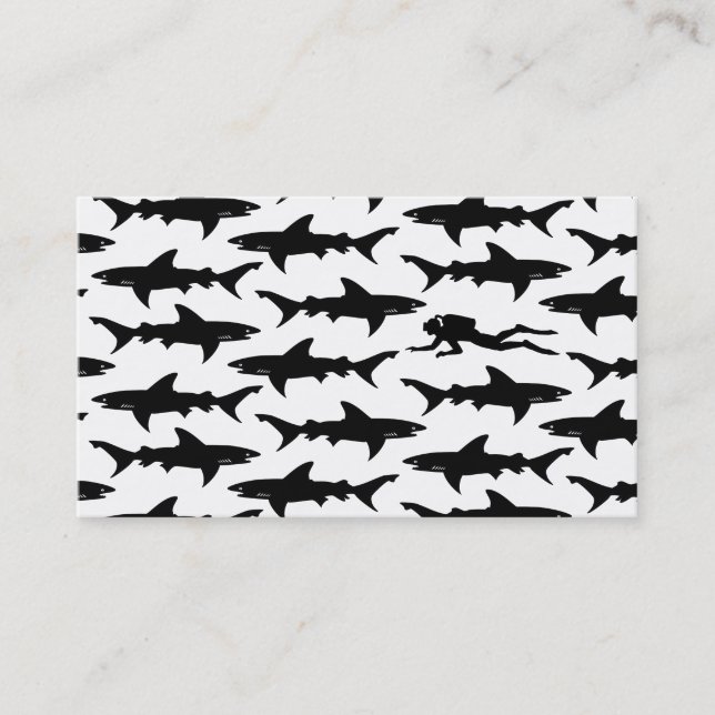 Elegant dyka för svart haj/fartygcharter visitkort (Framsida)