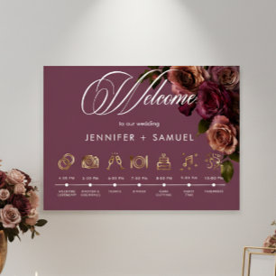 Elegant Dyster Mjuk Rost Burgunder Händelseordning Poster