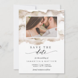 Elegant Earth Tones Watercolor Photo Save Date Spara Datumet