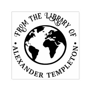 Elegant Earth Världskarta Glob Bibliotek Bok Självfärgande Stämpel