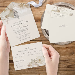 Elegant Earthy Blommigt Botaniskt Cream Bröllop