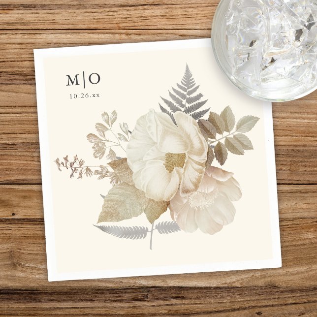 Elegant Earthy Blommigt Chic Cream Bröllop Pappersservett (Skapare uppladdad)