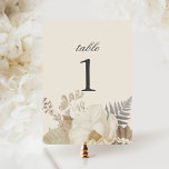 Elegant Earthy Blommigt Cream Bröllop Bordsnummer<br><div class="desc">Det här vackra bordsnumret i bröllop har en gräns av söt boho blommor i subtila neutralter med klassisk typografi. Kortet är detsamma på båda sidor. Innehavare av använda-kort från återförsäljare i catering eller party.. ELLER kan du köpa elegant foto ramar till ställe på bord (finns på en hantverksfirma och andra...</div>