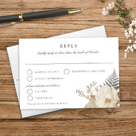 Elegant Earthy Blommigt White Bröllop OSA Kort