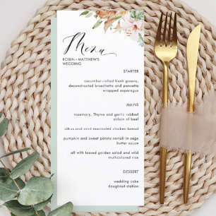 Elegant Earthy Blooms and Sage Grönt Bröllop Meny