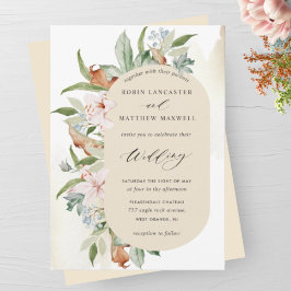 Elegant Earthy Blooms, Buttery Beige Oval Inbjudningar