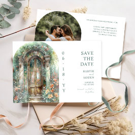 Elegant Earthy Botanical Garden Photo Wedding Spara Datumet