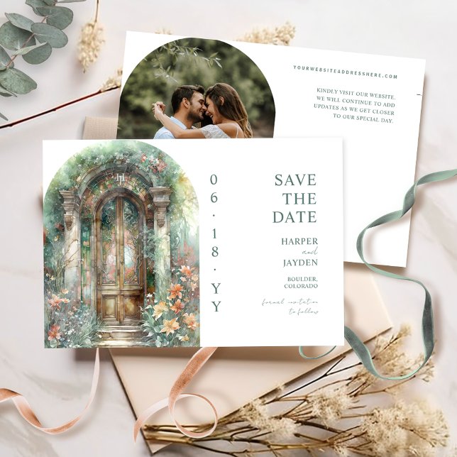 Elegant Earthy Botanical Garden Photo Wedding Spara Datumet (Skapare uppladdad)