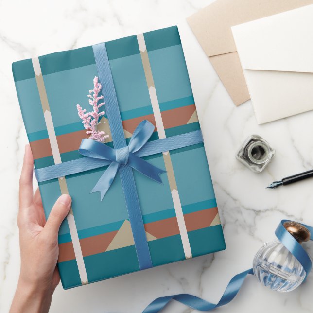 Elegant Earthy Brown, Blue Birthday, All-Tillfälle Presentpapper (Gifting)