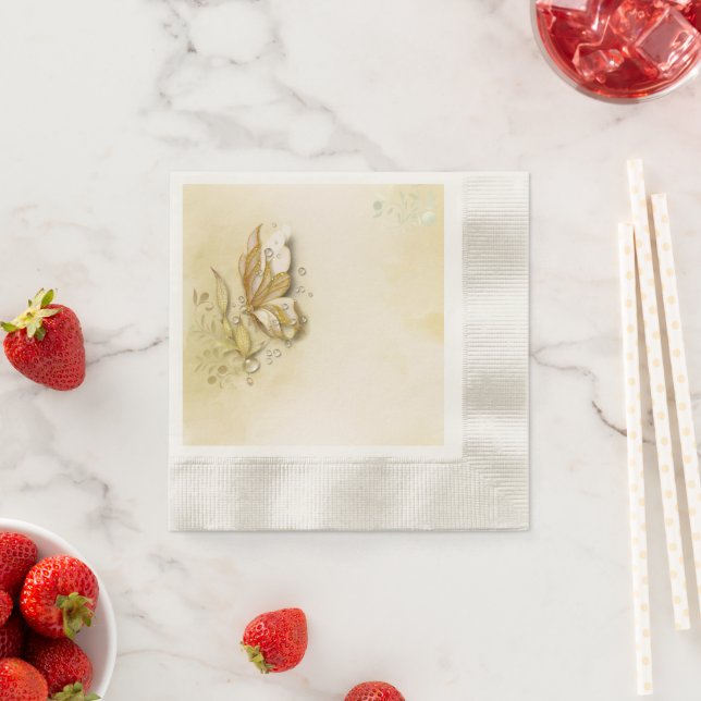 Elegant Earthy Butterfly papper napkins Pappersservett (Insitu)