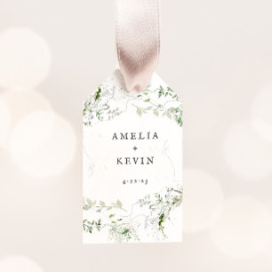 Elegant Earthy Greenery Personlig Namn Datum Presentetikett