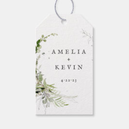 Elegant Earthy Greenery Personlig Namn Datum Presentetikett
