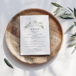 Elegant Earthy Greenery Watercolor Bröllop Menu Meny