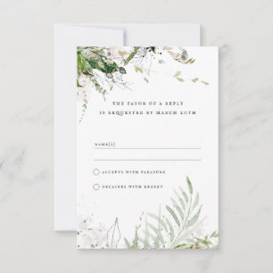 Elegant Earthy Greenery Watercolor Bröllop OSA Kort
