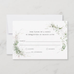 Elegant Earthy Greenery Watercolor Bröllop OSA Kort