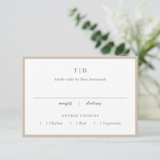 Elegant Earthy Neutralt Monogram Modern Bröllop OSA Kort (Stående Fram)