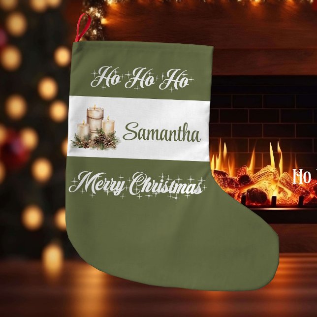 Elegant earthy Nordic style personalized christmas Stor Julstrumpa (Elegant earthy Nordic style personalized christmas stocking

)