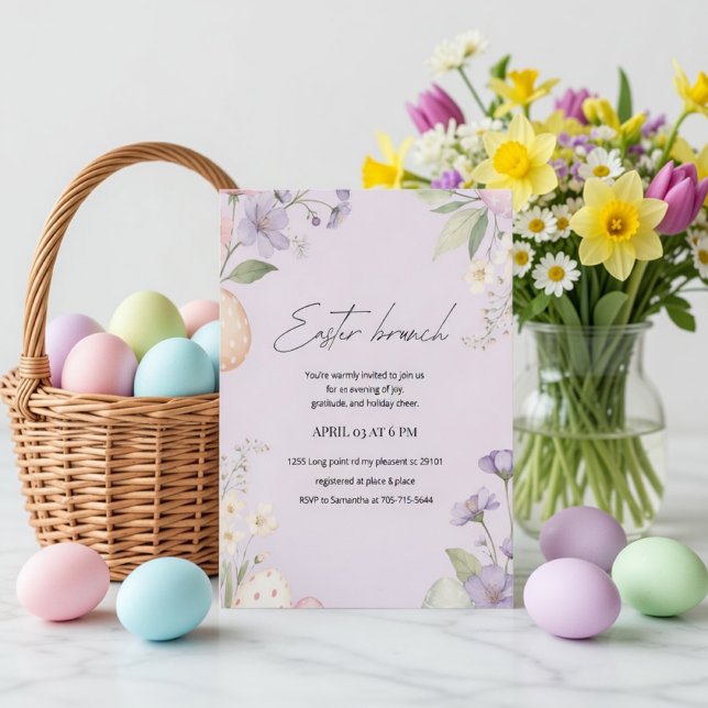 Elegant Easter Brunch | Pastel Floral Spring Inbjudningar (Skapare uppladdad)