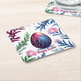 Elegant Easter Egg Botanical Art Underlägg Papper Kvadrat