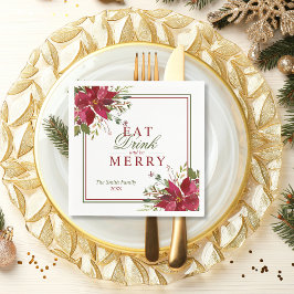 Elegant Eat Drink God jul Red Poinsettias Pappersservett