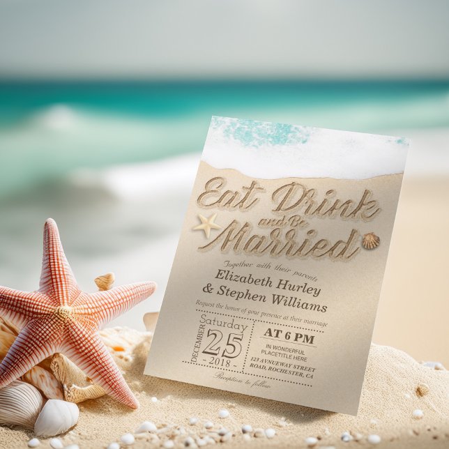 Elegant EAT-dryck ska vara gift med sommarsäcksbrö Inbjudningar (Skapare uppladdad)