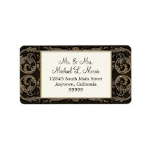 Elegant Ebony Black Baroque Bröllop Returadress