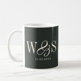 Elegant ebony initial bröllop par kaffemugg