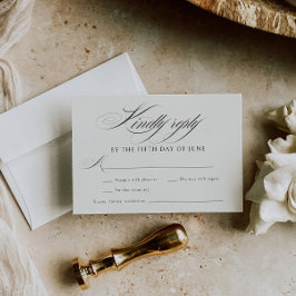 Elegant Ecru Black Calligraphy Bröllop OSA Kort