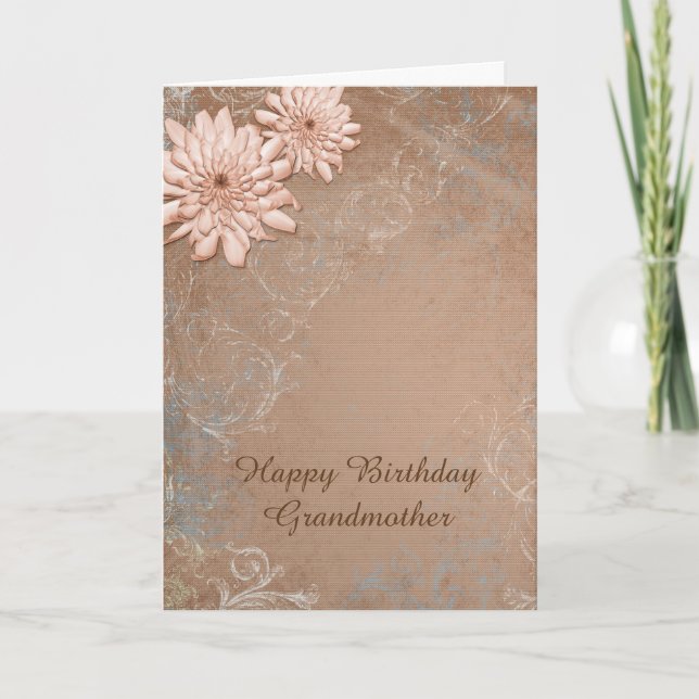 Elegant Ecru Tan Blommigt Grandmor Birthday Kort (Framsida)