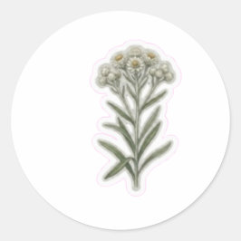 Elegant Edelweiss Blommig Konst - Sällsynt Bergsbl Runt Klistermärke
