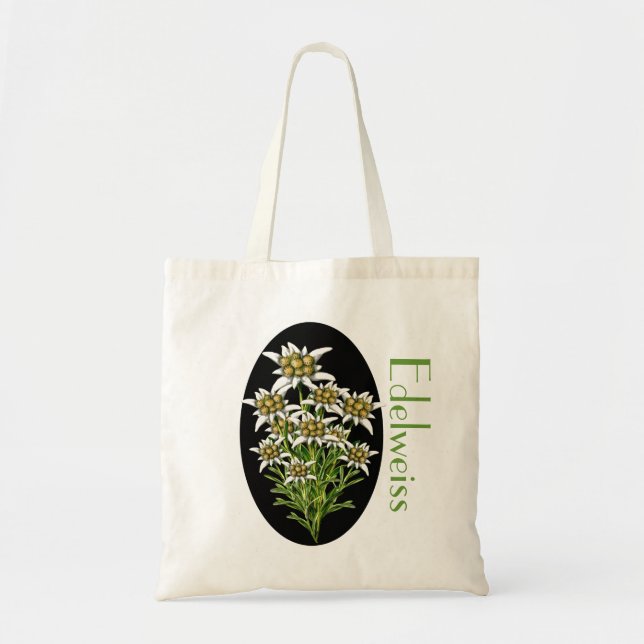 Elegant Edelweiss Blommigt Anpassningsbar Tote Bag Tygkasse (Framsidan)