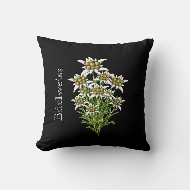Elegant Edelweiss Blommigt Pillow Kudde (Framsida)