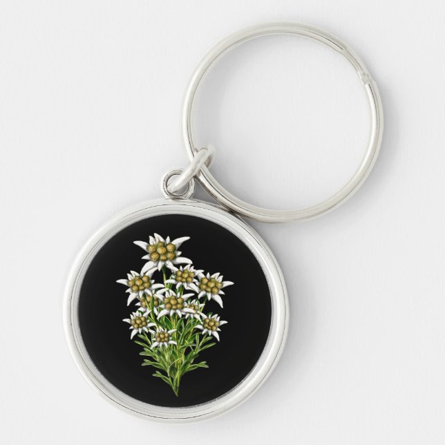 Elegant Edelweiss Flowers Nyckelring (Framsidan)