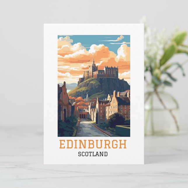 Elegant Edinburgh Scotland Castle Vintage Travel Kort (Stående Fram)