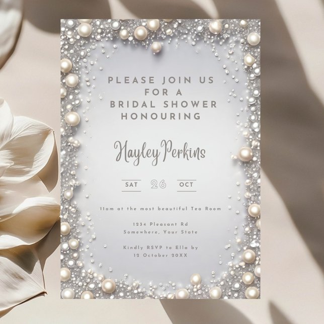 Elegant Editable Diamonds & Pearls Bridal Shower  Inbjudningar (Skapare uppladdad)