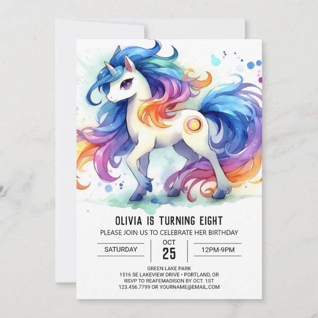 Elegant Editable Horse Birthday Inbjudningar (Framsida)