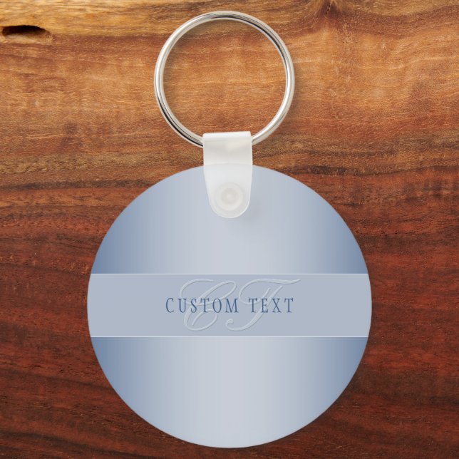 Elegant Editable Monogram Script Writing | Blå Nyckelring (Framsida)