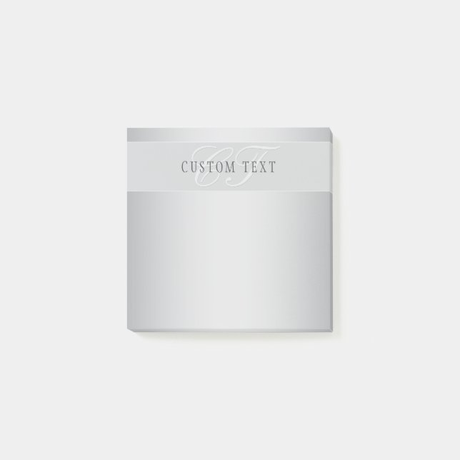 Elegant Editable Monogram Script Writing | Grått Post-it Block (Framsida)
