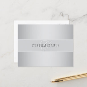 Elegant Editable Monogram Script Writing Grått Vykort