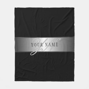 Elegant Editable Monogram Script Writing Svart Fleecefilt