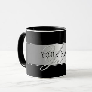 Elegant Editable Monogram Script Writing Svart Mugg