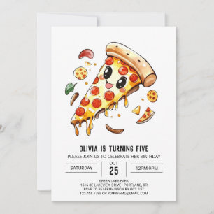 Elegant Editable Pizza Birthday Inbjudningar