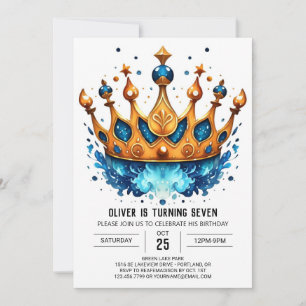 Elegant Editable Prince Krona födelsedagen Inbjudningar
