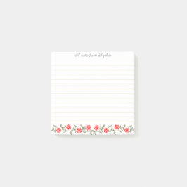 Elegant Editable Red Guld Blommigt Led Stickies Post-it Block