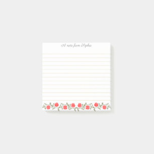 Elegant Editable Red Guld Blommigt Led Stickies Post-it Block