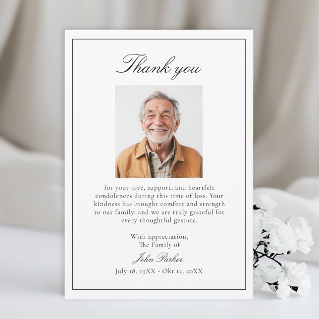 Elegant Efter Begravning Minnes Sympati  Tack Kort (Elegant After Funeral Memorial Sympathy Thank You Card)