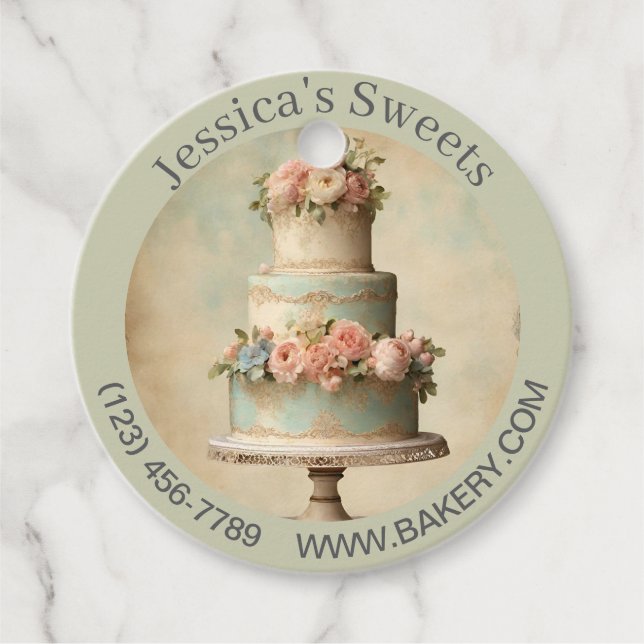Elegant efterrätter bageri bagare cateringtjänst b gåvor etiketter (Framsida)